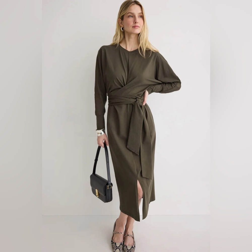 Modern Citizen Wei Tie Front Dress in Olive Green Size XS.